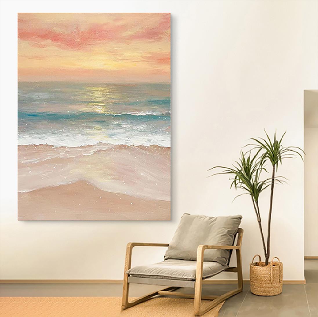 Ola puesta de sol 17 playa arte pared decoración orilla del mar Pintura al óleo